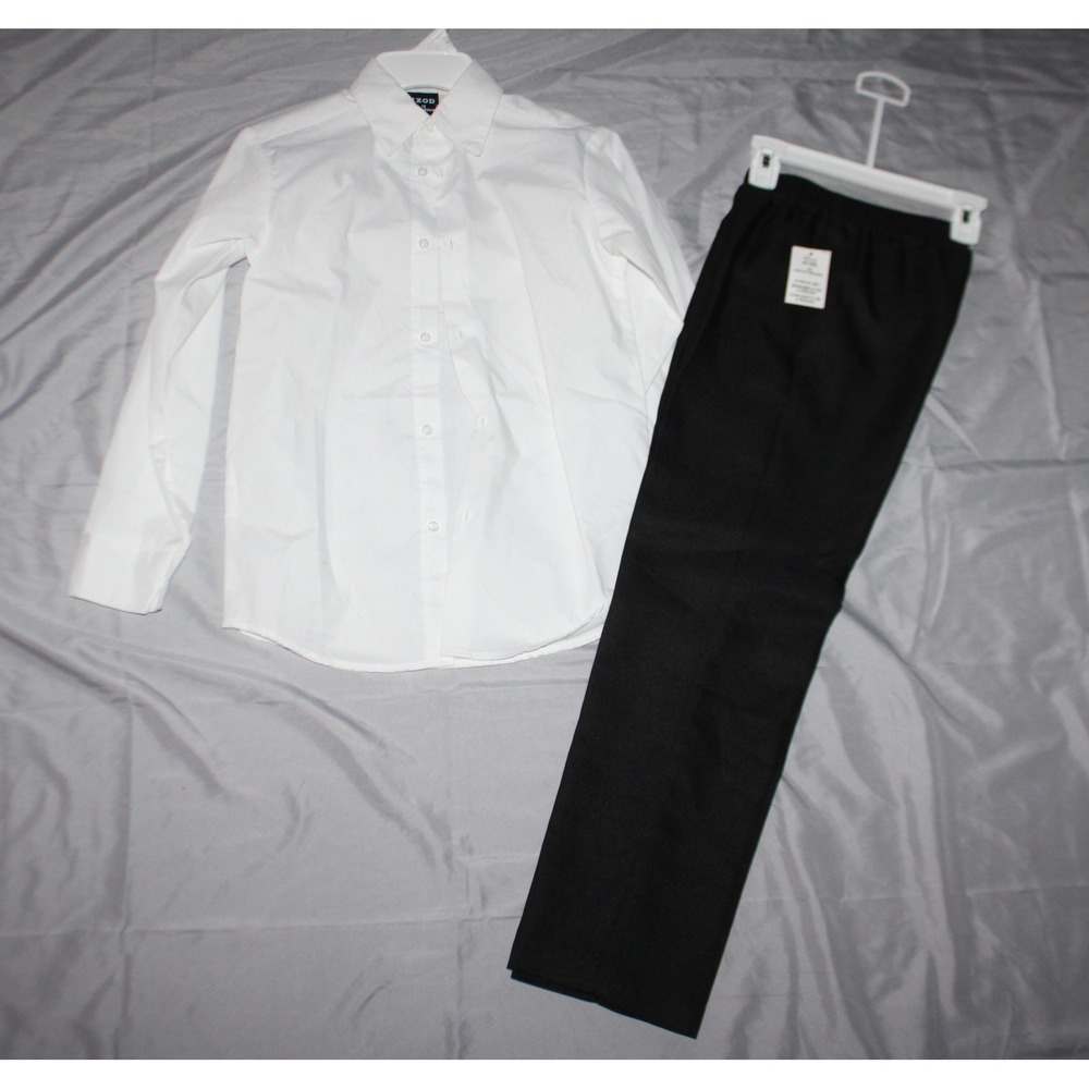 Boys Izod size 10 white shirt and black pants set